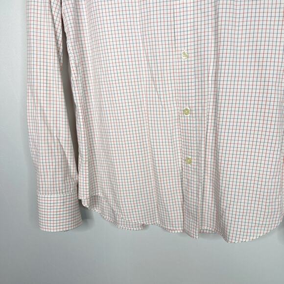 J Crew Mens Medium M Set of 2 Plaid Button Down Dress Shirts White Blue Cotton - Picture 8 of 14